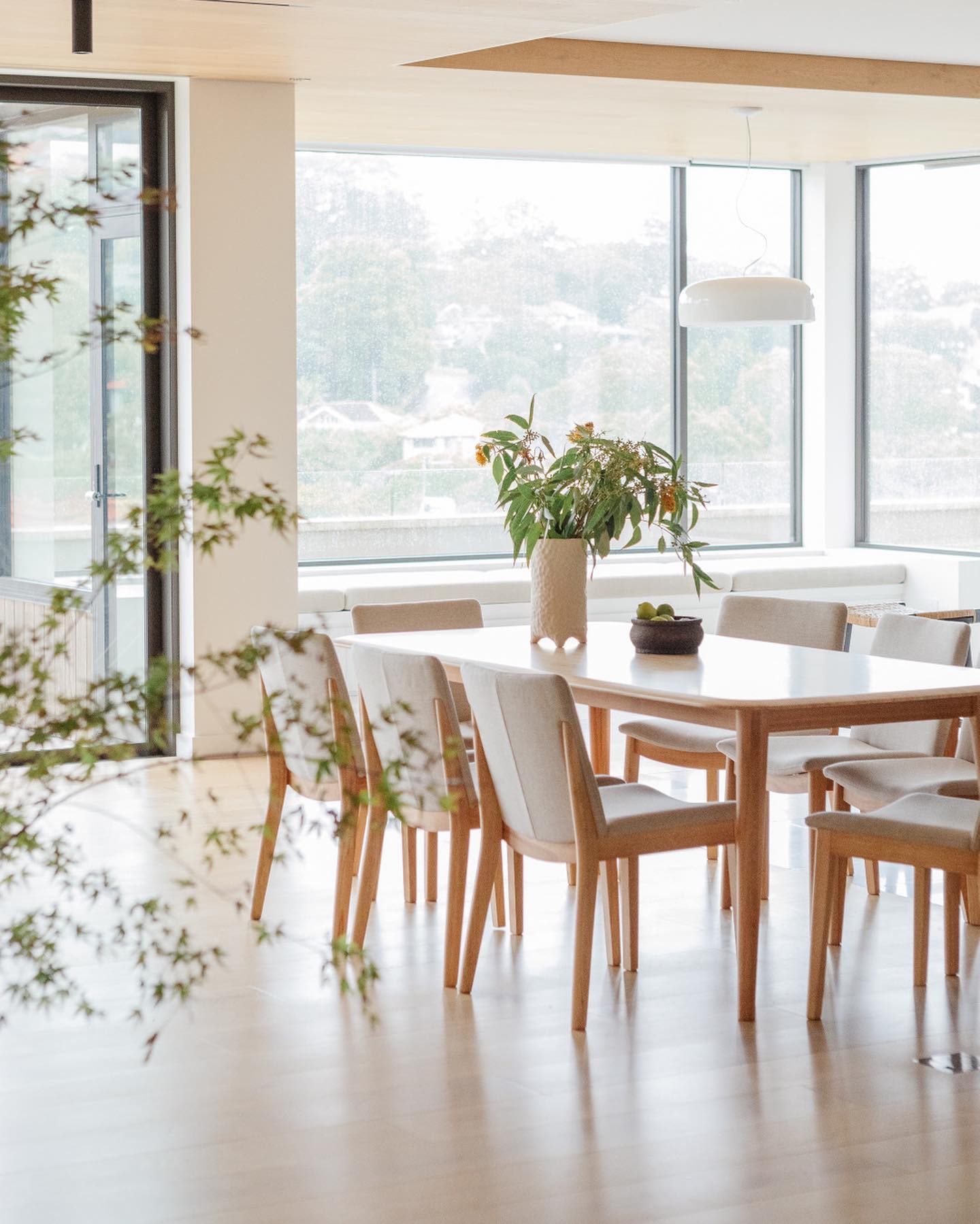 The Nora dining table boasts a sleek Scandi inspired design with 
