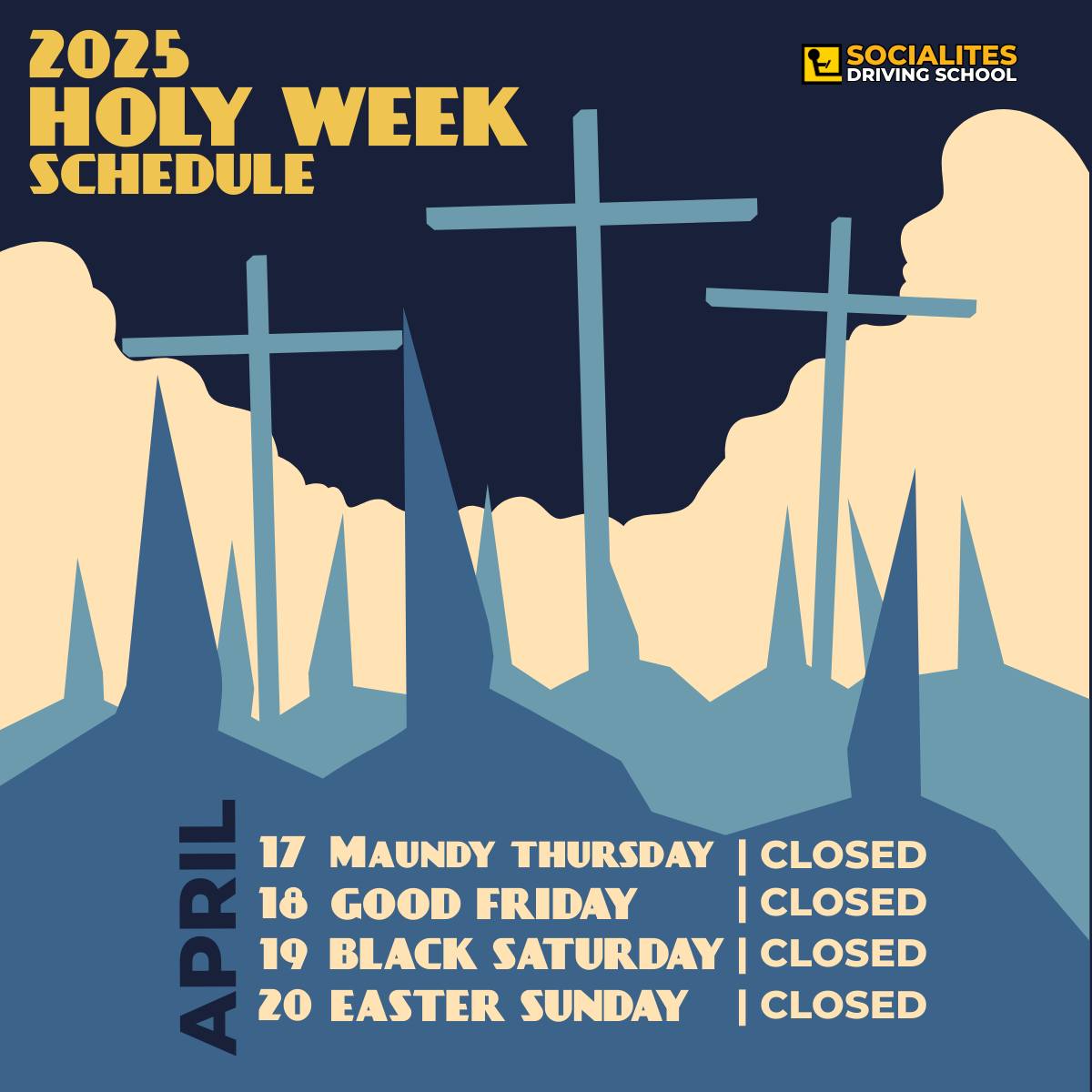 Socialites - 📣 HOLY WEEK ADVISORY In observance of Holy Week, all ...
