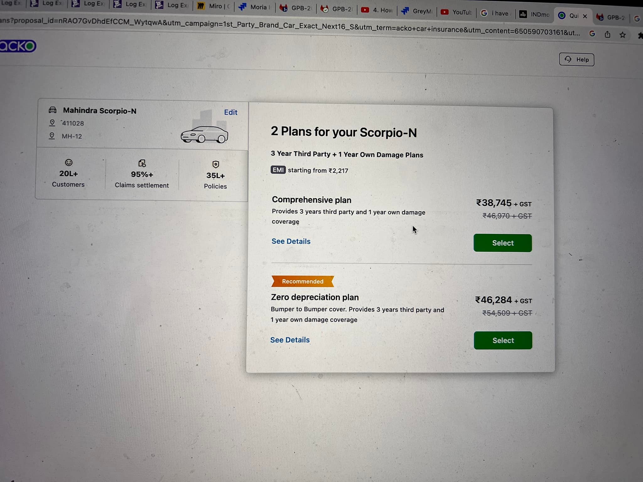 I was just checking options for insurance as the quote I got from