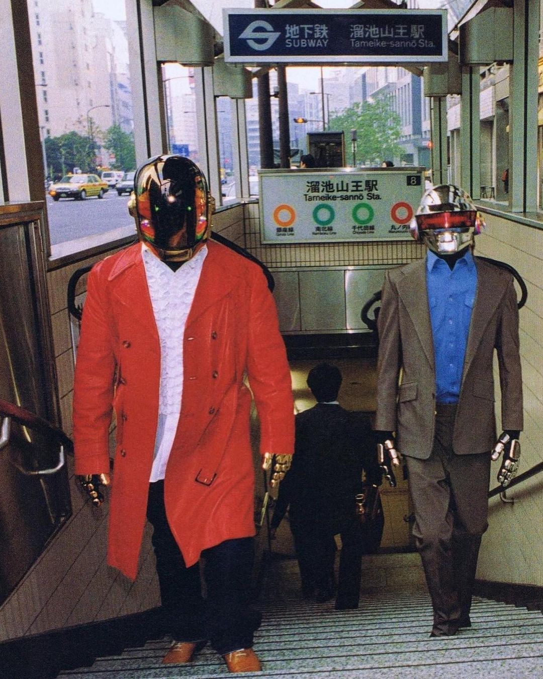 Daft Punk captured by Tetsuro Sato in Tokyo, Japan (2000). There's