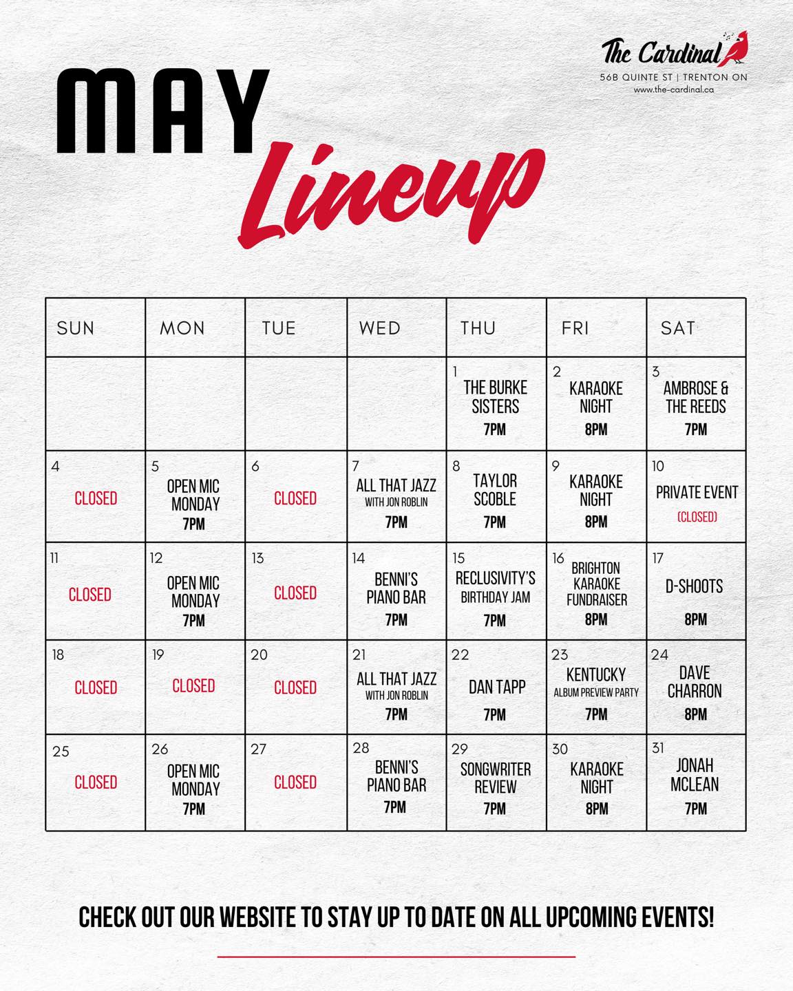 The Cardinal - Queue the NSYNC puns cause it’s gonna be May, and May is ...
