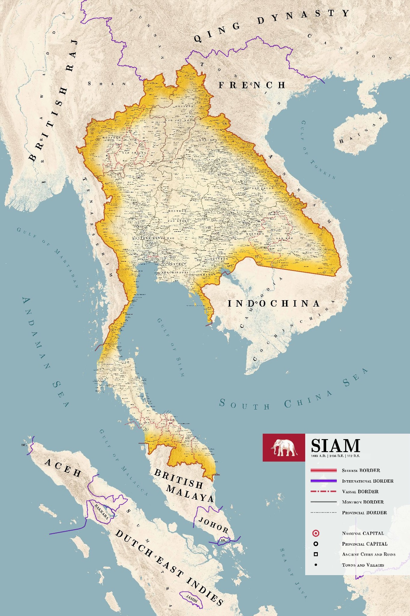 SEA - 🇹🇭 | Map of Siam (Thailand) 1893 AD During the reign of King Rama ...