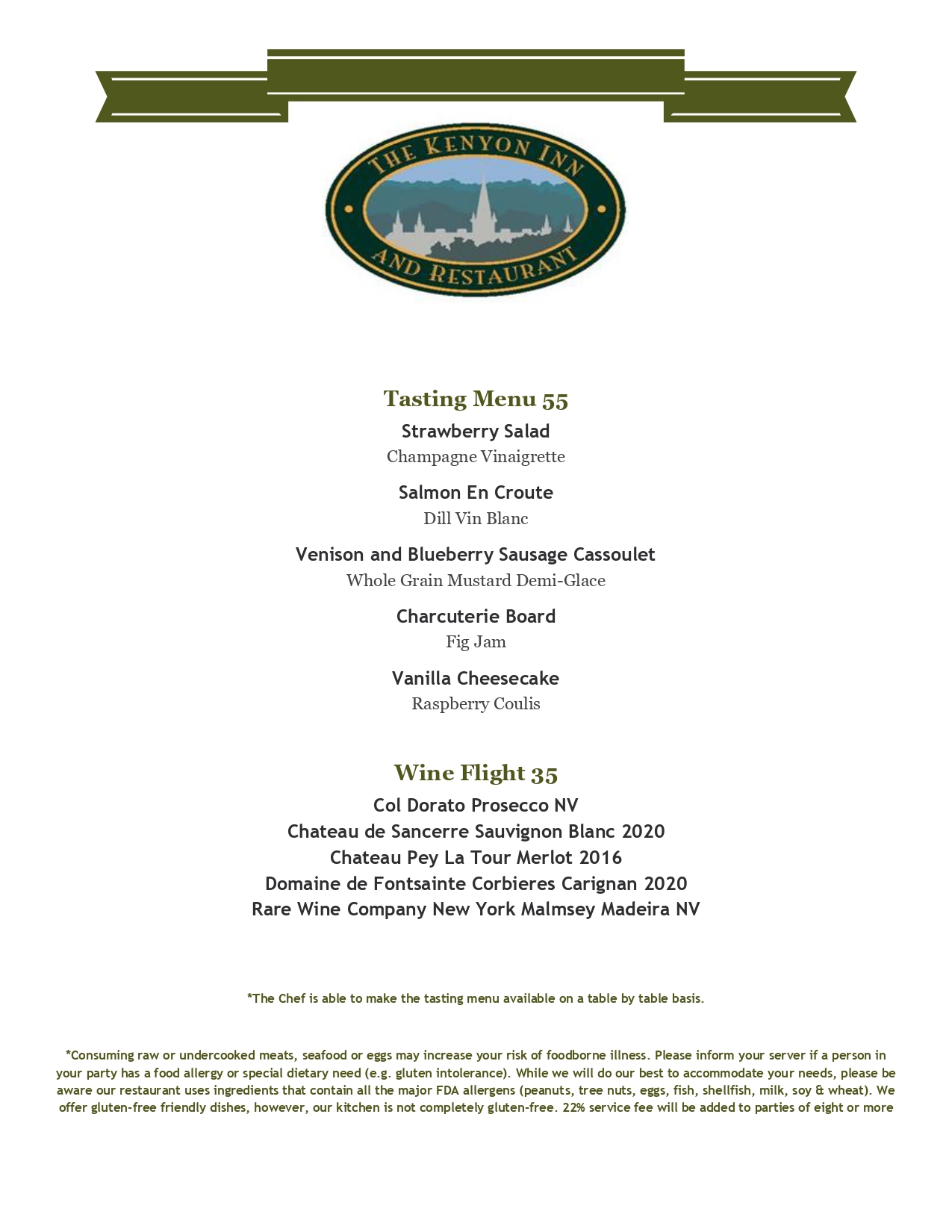 The Chef has a new tasting menu!... - Kenyon Inn & Restaurant | Facebook