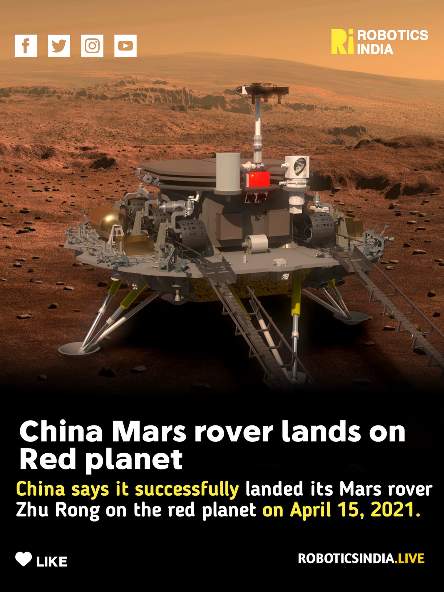 The Robotics - China says it successfully landed its Mars rover Zhu ...