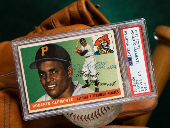 b＊e Rare 1955 Topps Roberto Clemente rookie card with Hofers signature