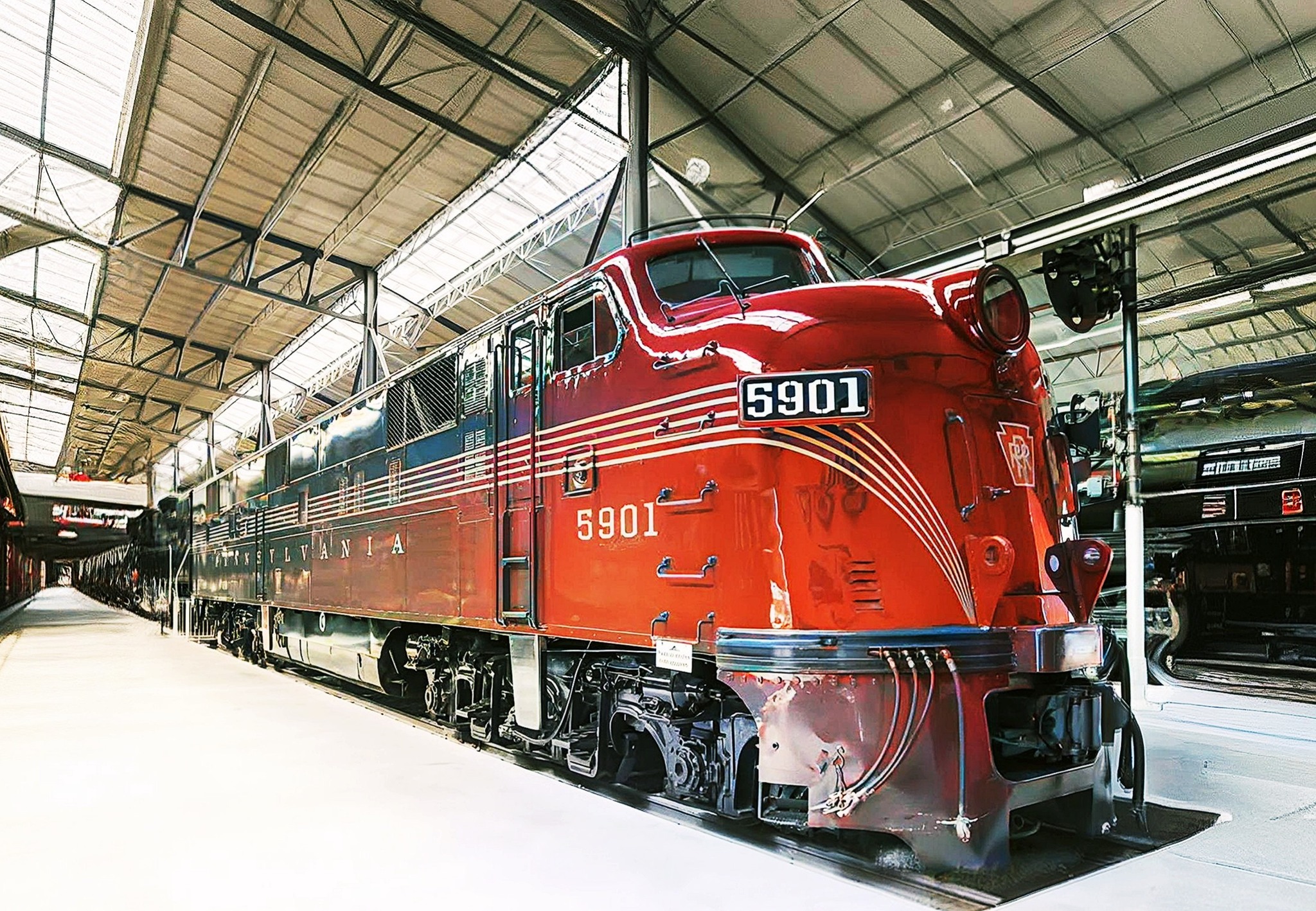 E7 locomotive 5901 on display at Railroad Museum of Pennsylvania