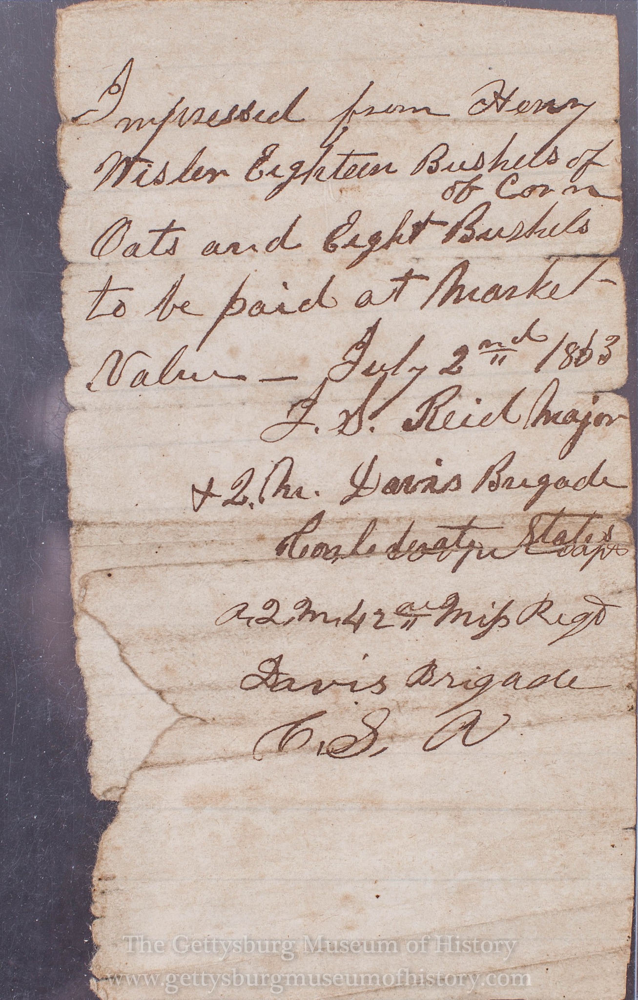 The Gettysburg - 160 years ago today this note was written. A relic ...