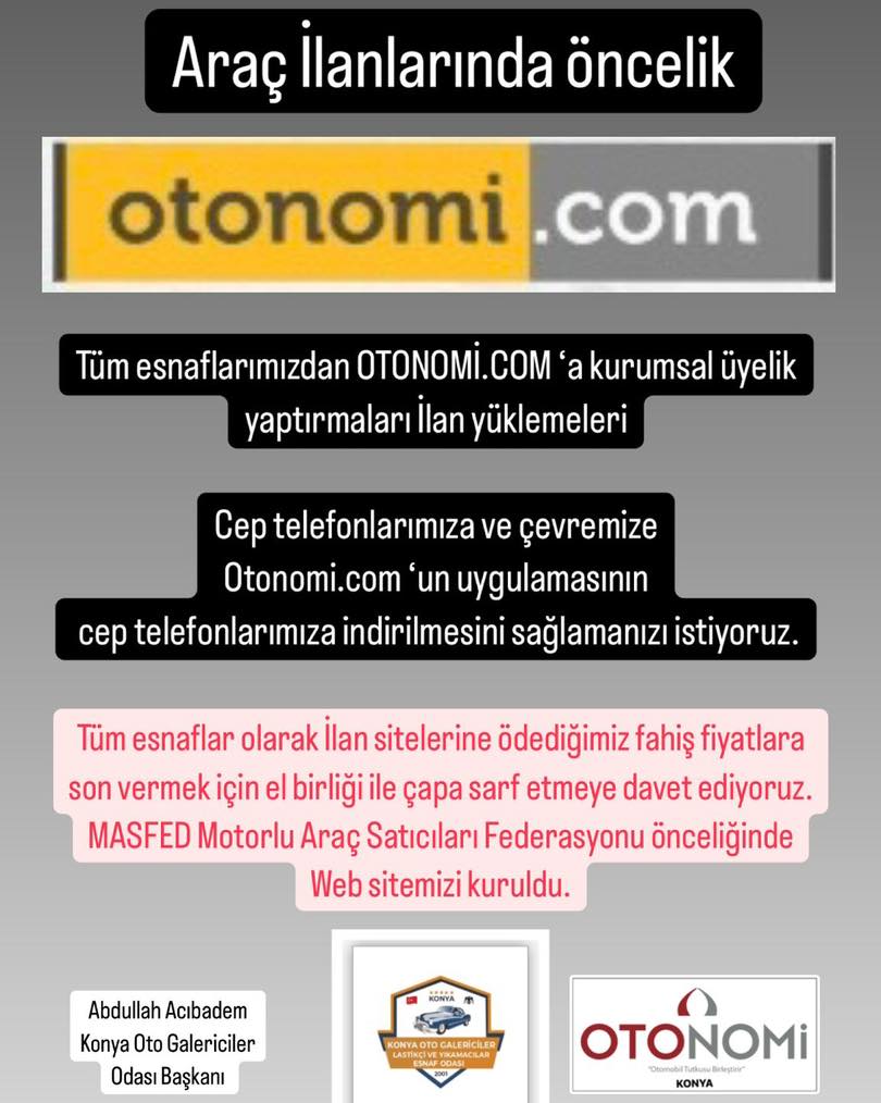 Araç İlanlarında yeni dönem https://www.otonomi.com üzerinden Araç  il