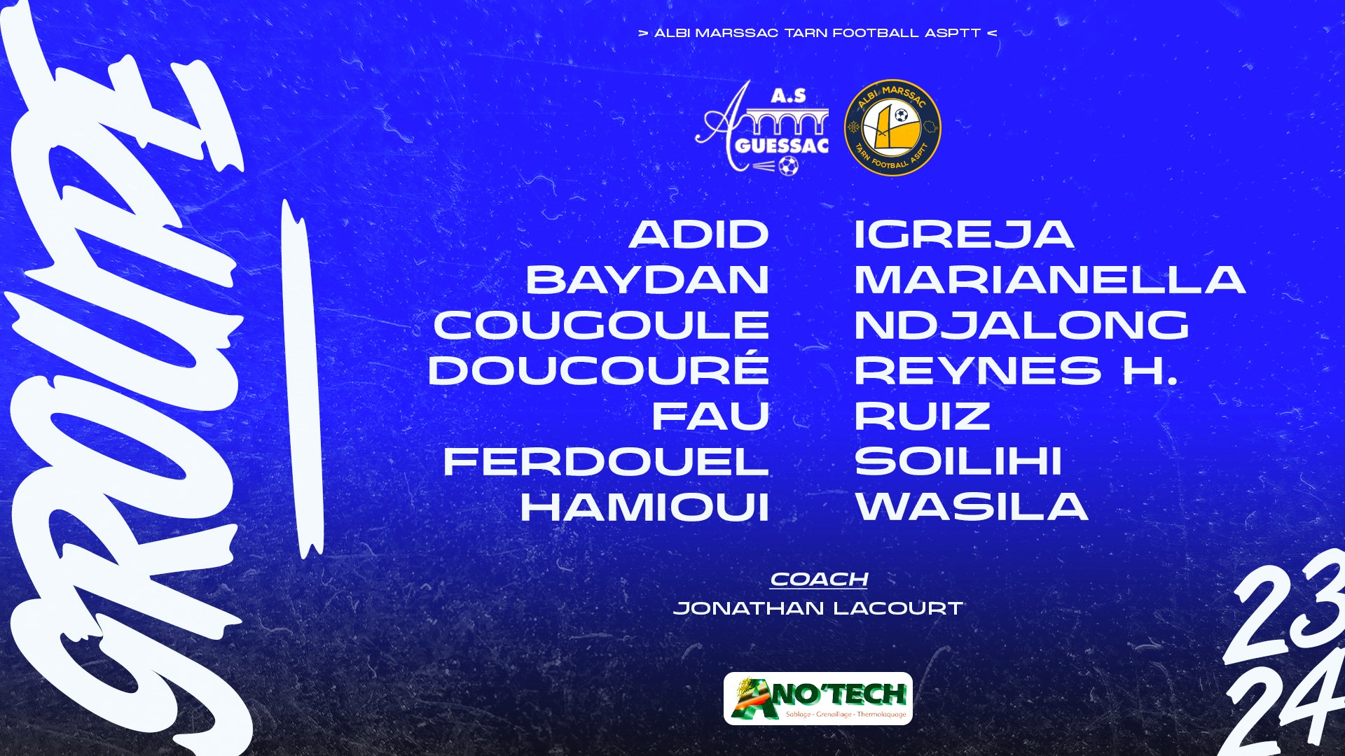 Albi - 👨 Le groupe retenu par Jonathan Lacourt pour ce 32ème de finale ...
