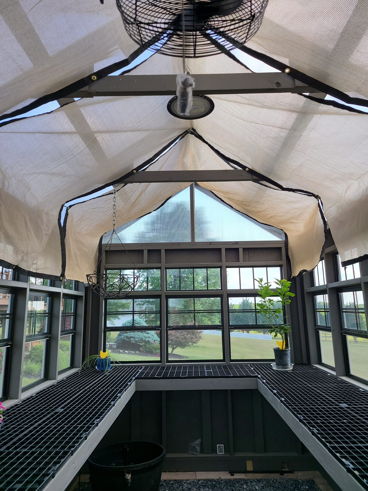 Shade cloth setup for 20-degree temperature drop