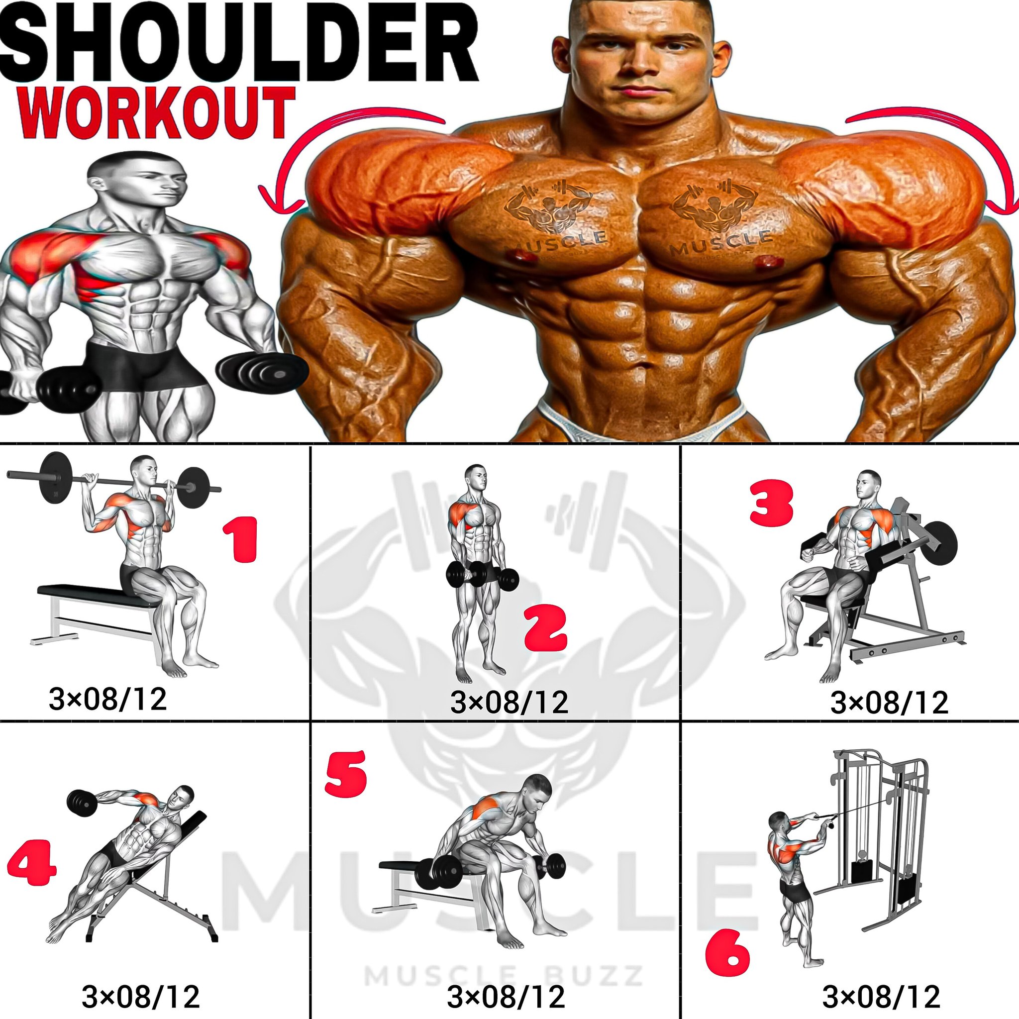 Muscle - أفضل تمارين الكتف لتضخيم وبناء عضلات قوية وعريضة /shoulder ...
