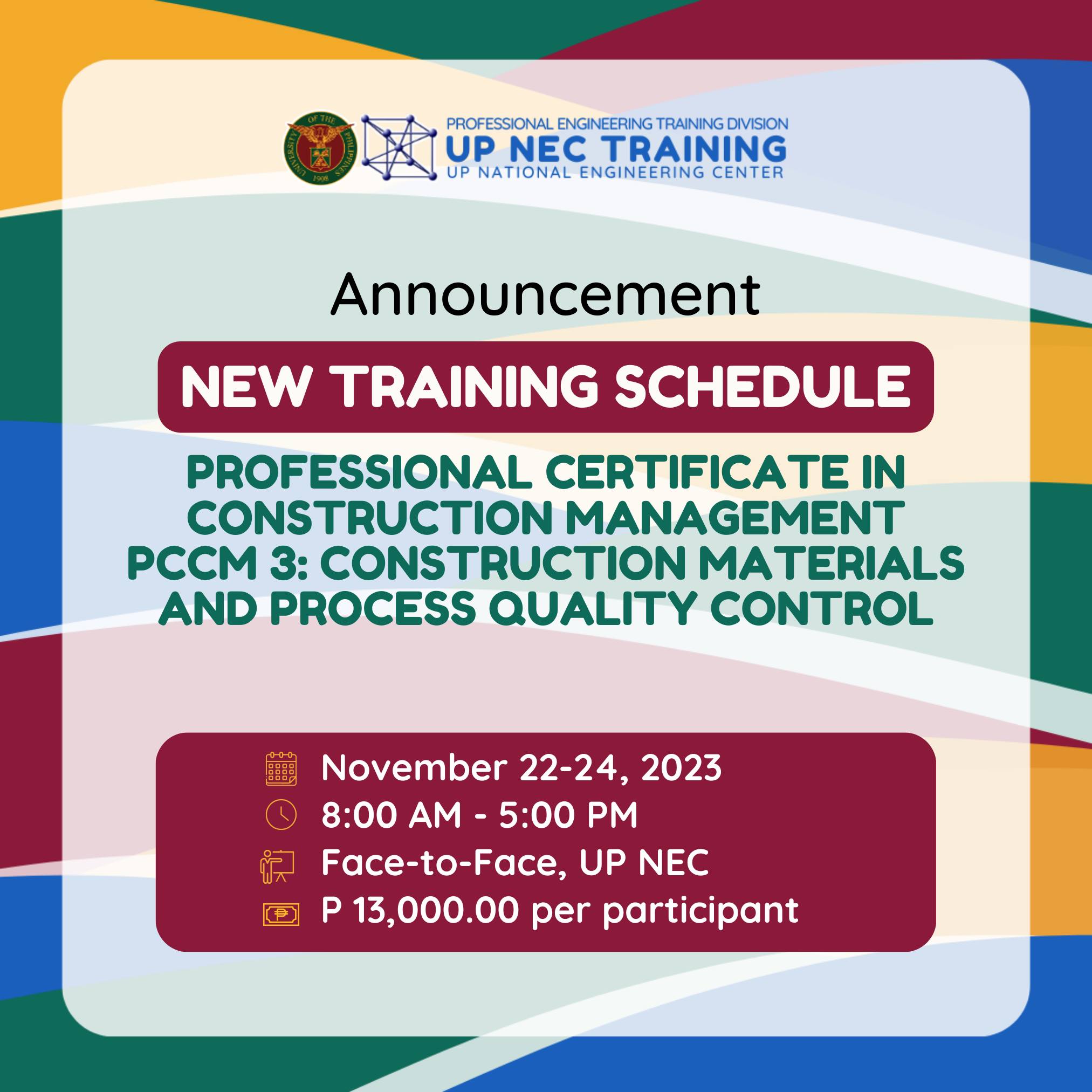 UP - 𝗣𝗖𝗖𝗠 𝟯 𝗜𝗦 𝗨𝗣 𝗙𝗢𝗥 𝗣𝗥𝗖 𝗔𝗖𝗖𝗥𝗘𝗗𝗜𝗧𝗔𝗧𝗜𝗢𝗡 The UP NEC Professional ...