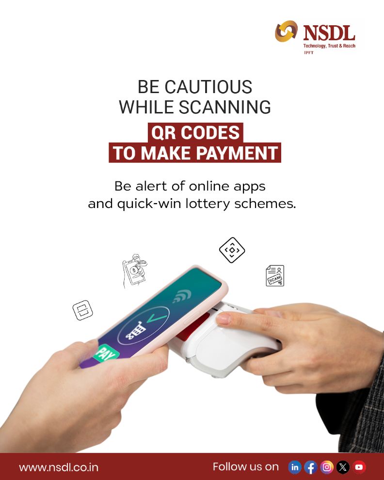 NSDL - Beware of online scams when scanning QR codes! Verify ...