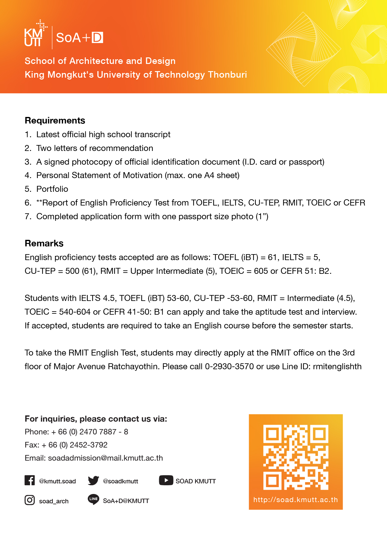KMUTT - (For your information) Applicants for 2024 INTAKE 👉For more ...