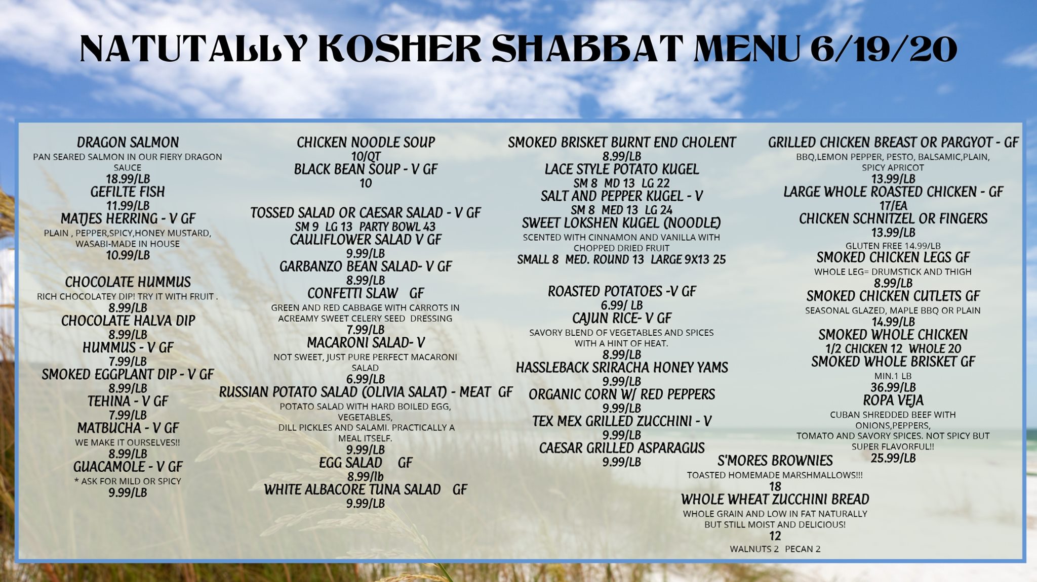 Shabbat menu is here!! Please remember... - Naturally Kosher | Facebook