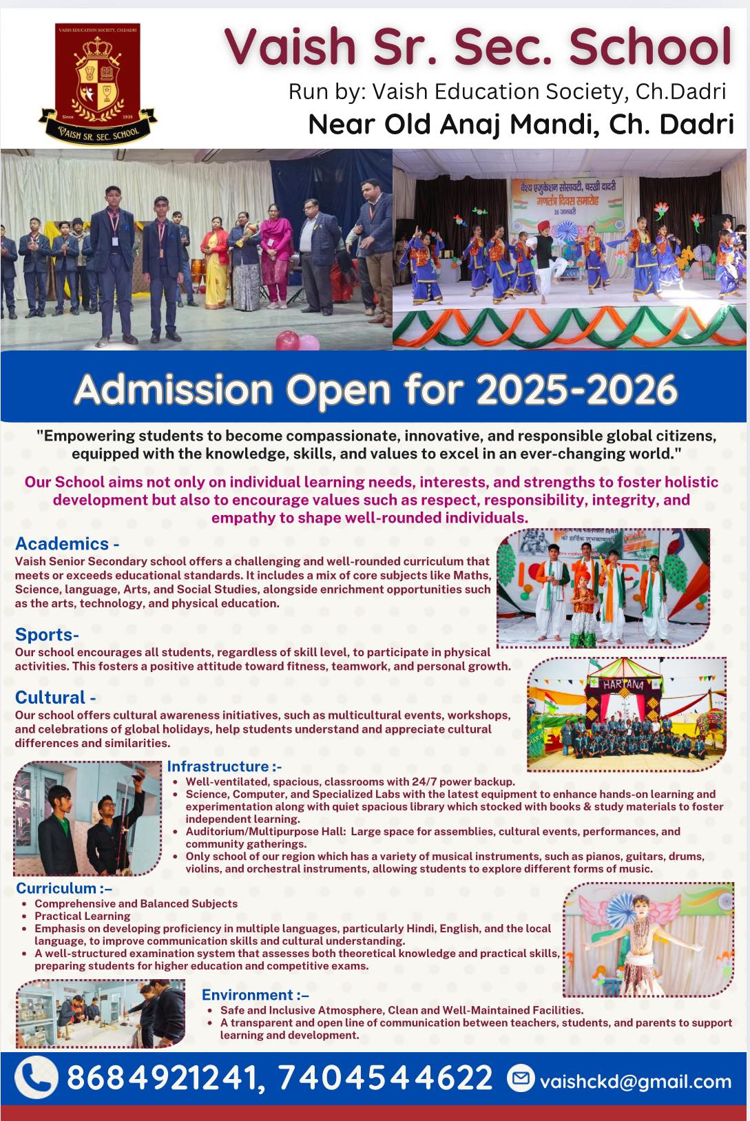 Vaish Education Society, Charkhi Dadri - 🌟 Admissions Open 2025-26 ...