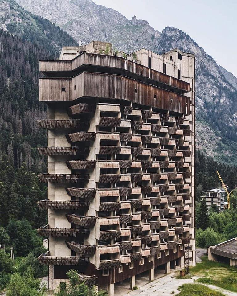 Soc - Ammanauz hotel (abandoned) in Dombai, Caucasus (Russia).1982-85 ...
