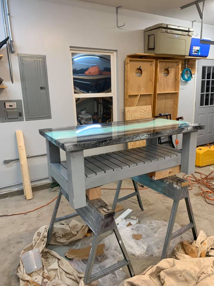 Here’s a epoxy coffee table that... - Walz &amp; Sons Masonry LLC