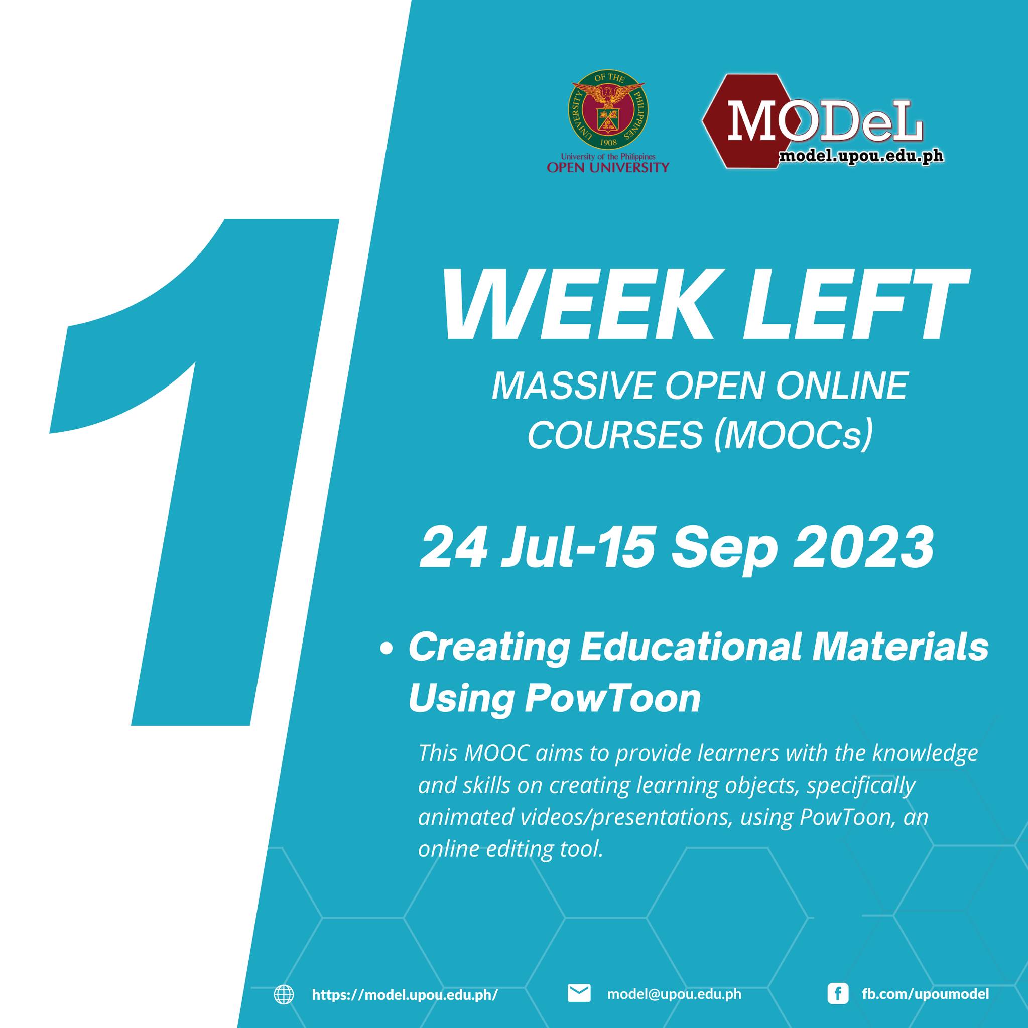 Only 1 week left!... - UPOU Massive Open Distance e-Learning