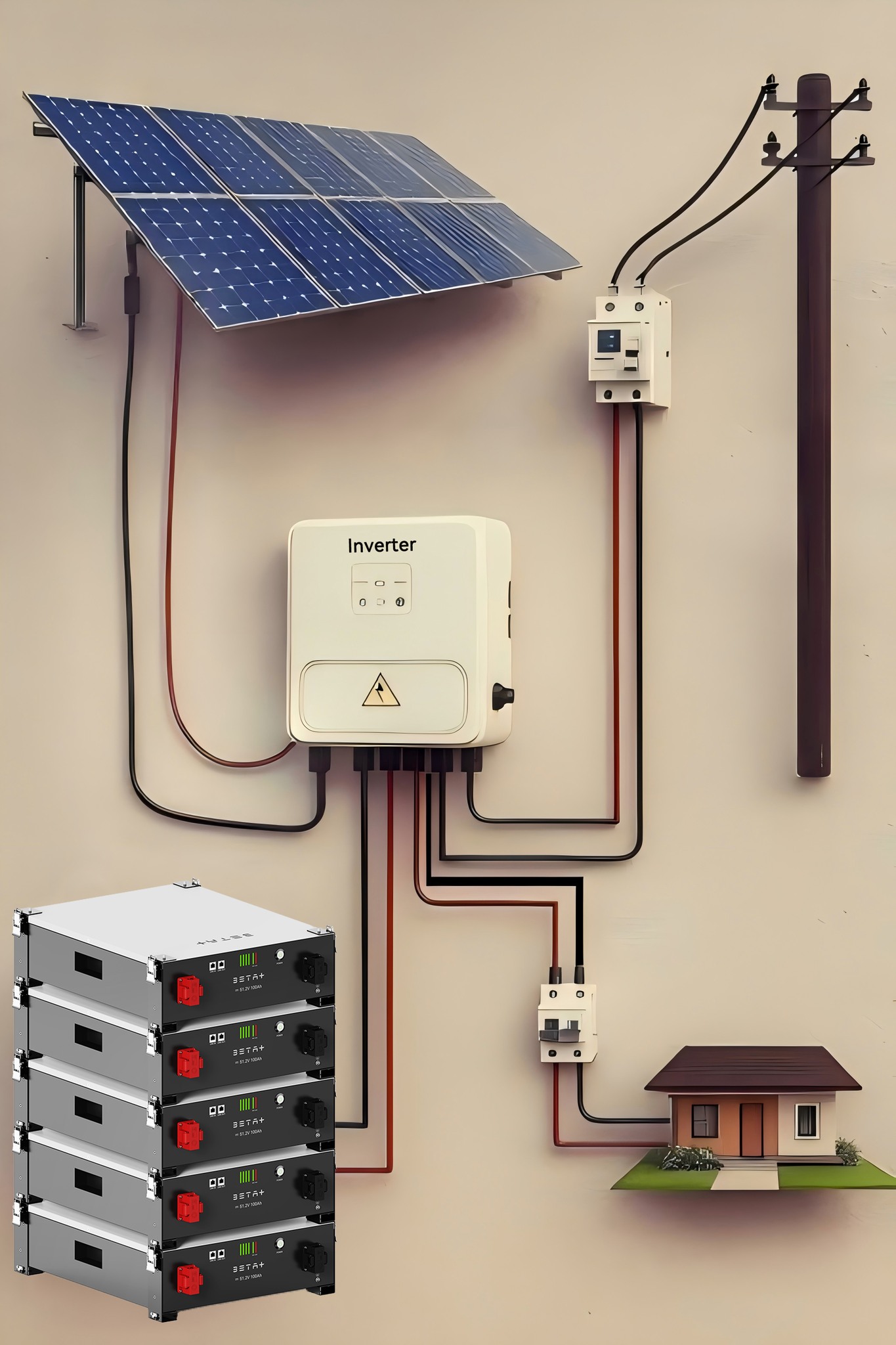 DIY Solar Setup | 🔋☀️ Solar System Wiring Diagram using a Hybrid ...