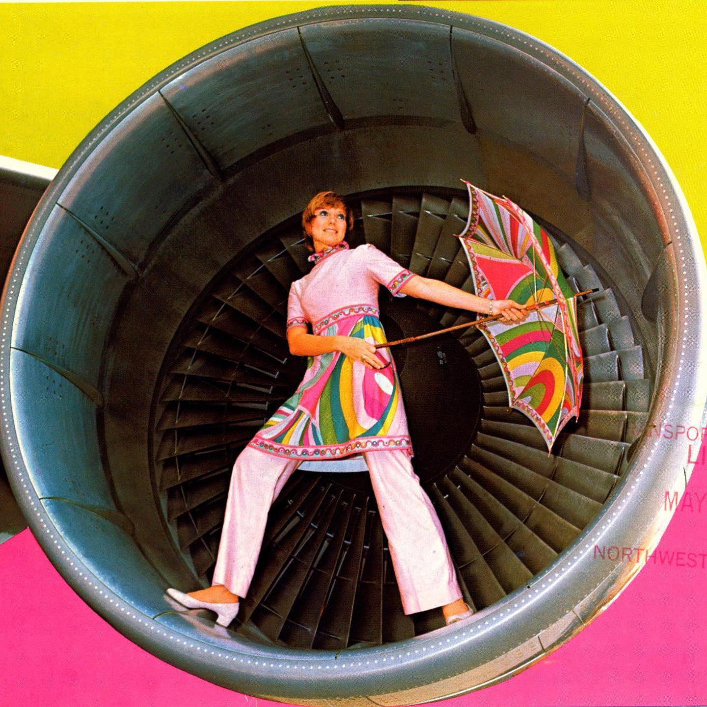 Braniff Airlines, 1965. Decor by Alexander Girard, uniform by