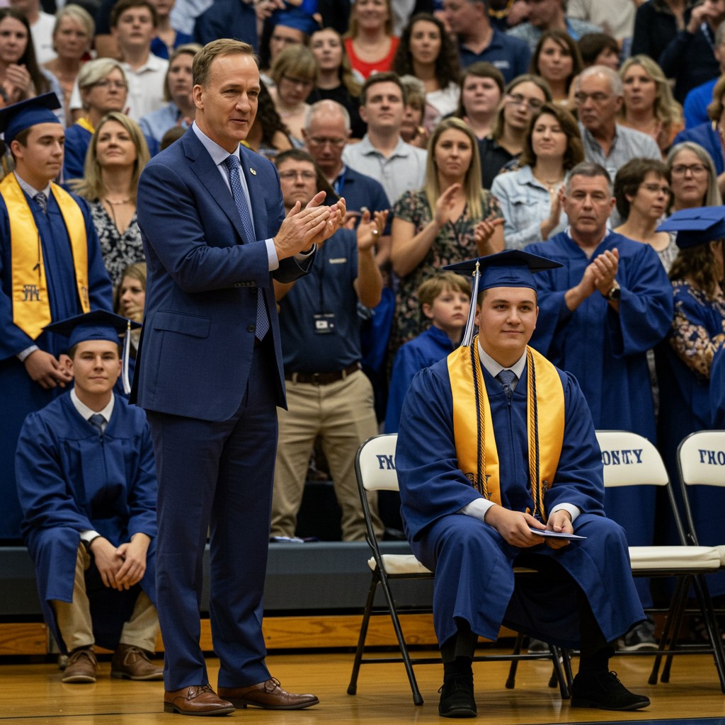 Victoria - The high school gym echoed with cheers. Graduation day. Caps ...