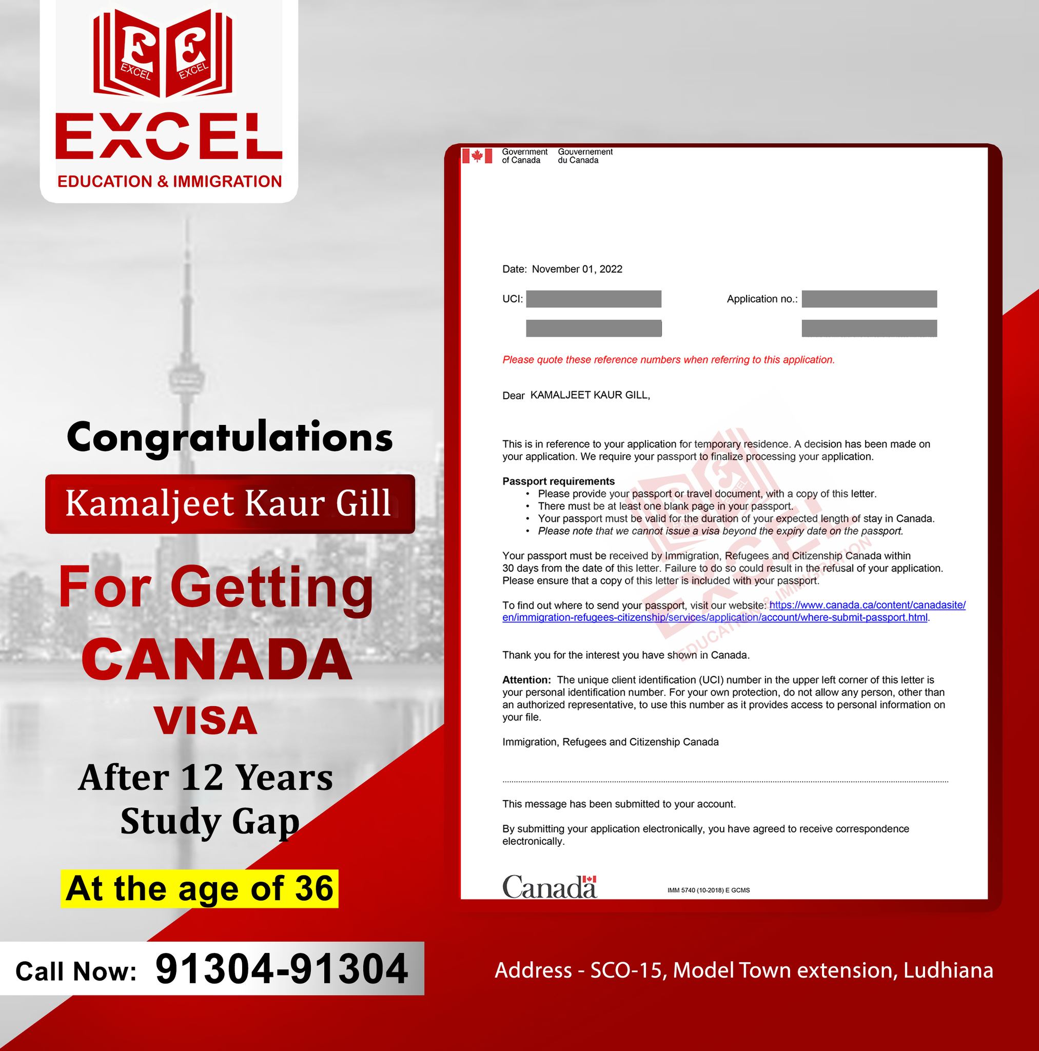 Heartiest congratulations!!! to Ms.... - Excel Immigration