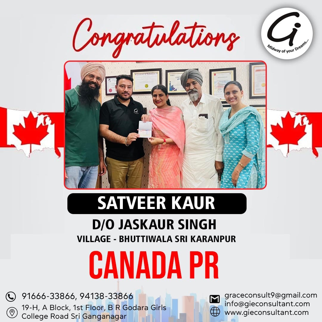 Grace International Education Consultant - Congratulations🇨🇦 Satveer ...