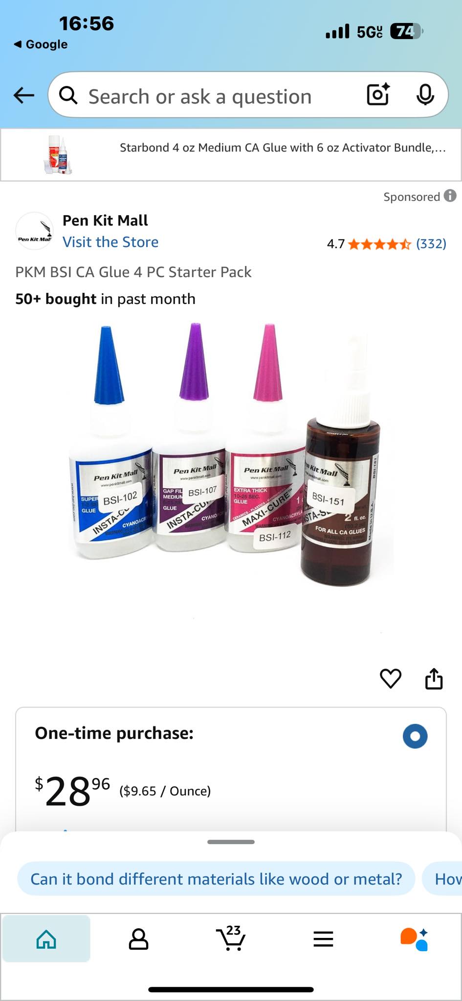 Install Bay Top For Instant Cure Glue Bottle Each- Yorker