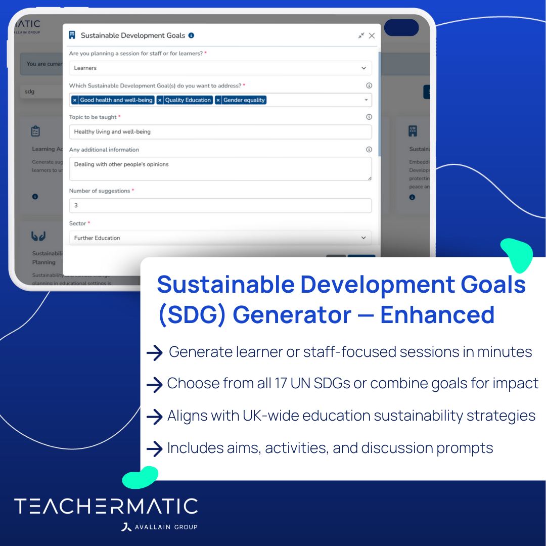TeacherMatic - 🌍 [NEW UPDATE] The enhanced SDG Generator... | Facebook
