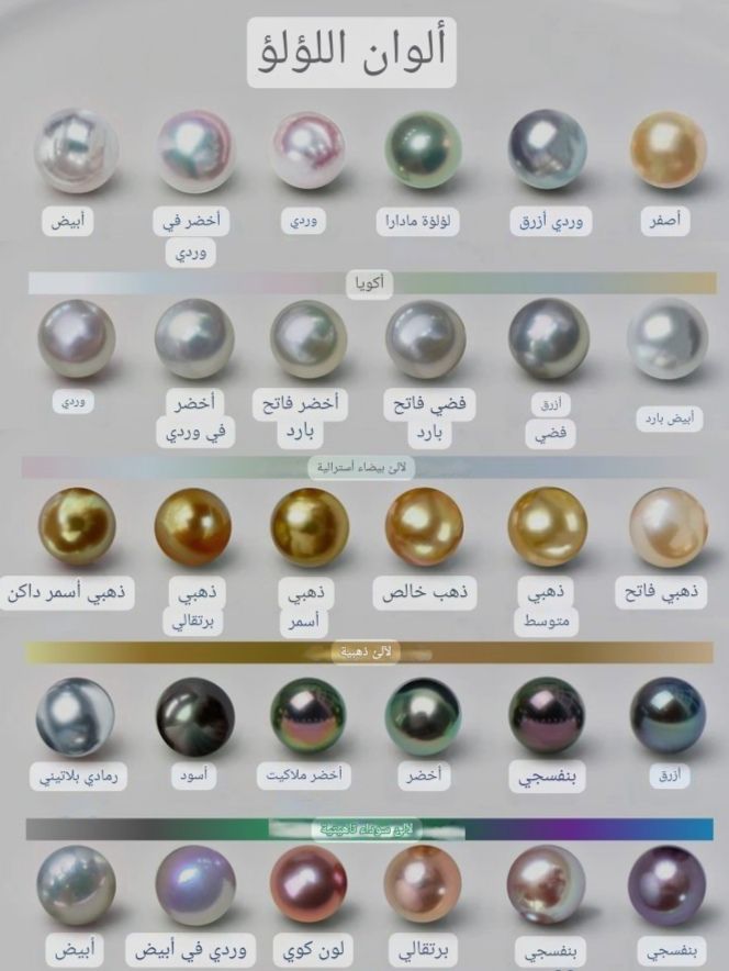 كنوز - ألوان اللؤلؤ الطبيعي أفضل أنواع الآلئ عادة تكون بيضاء اللون وفي ...