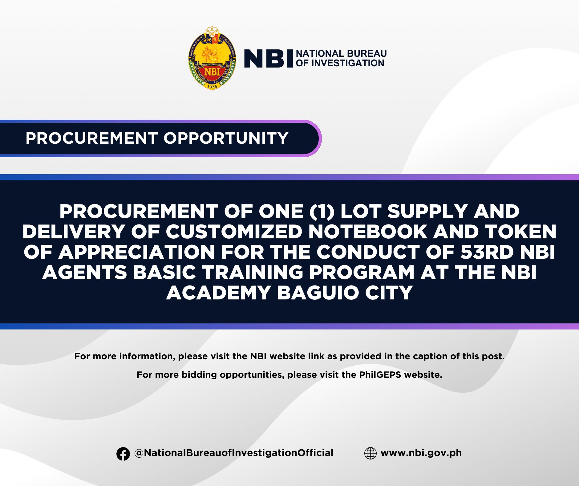 National Bureau of Investigation - PROCUREMENT OPPORTUNITY ...