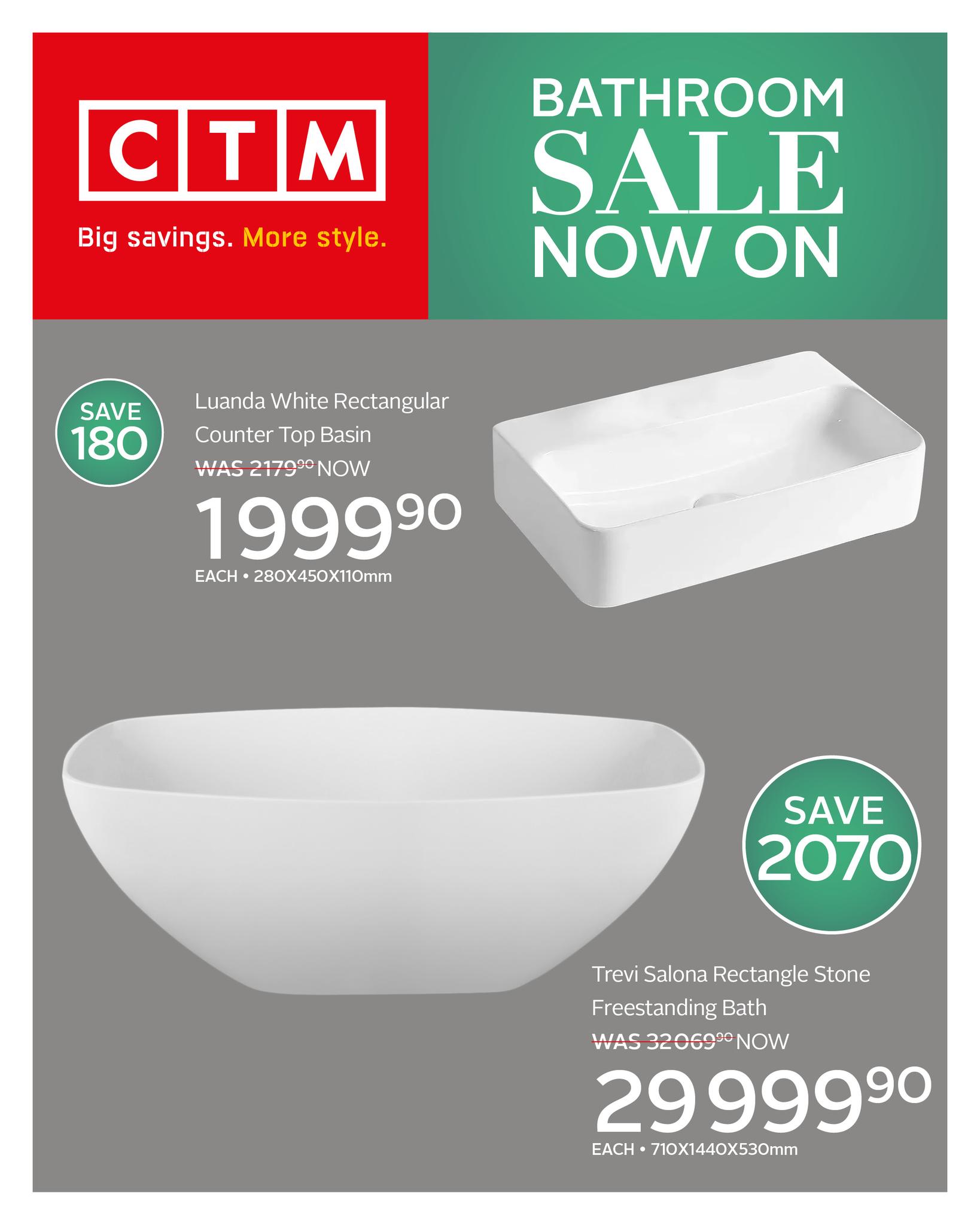 CTM - Luanda White Rectangular Counter Top Basin – Now only 1999.90! 🏡 ...