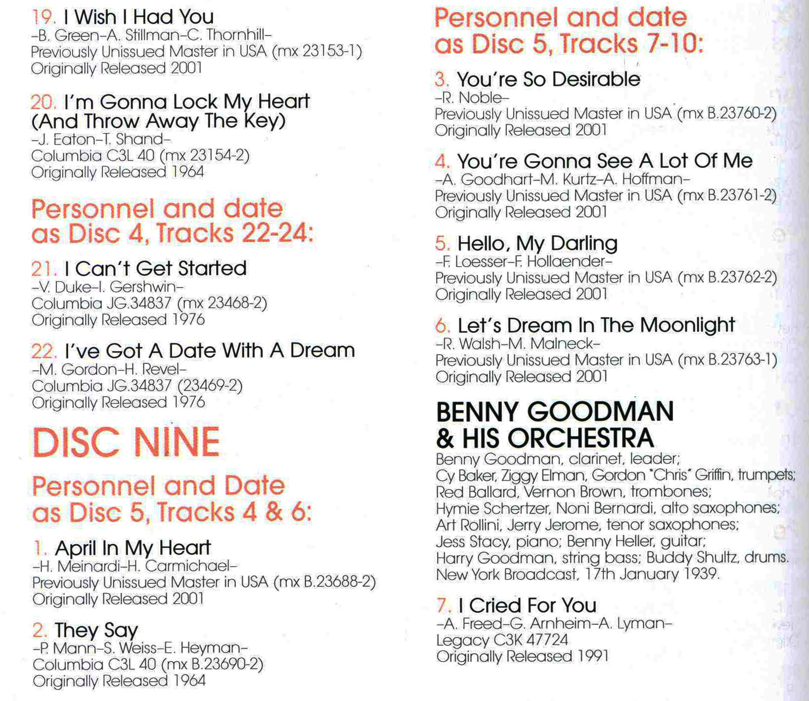 A Note On The Complete Studio Sessions 1936-42** In the two 