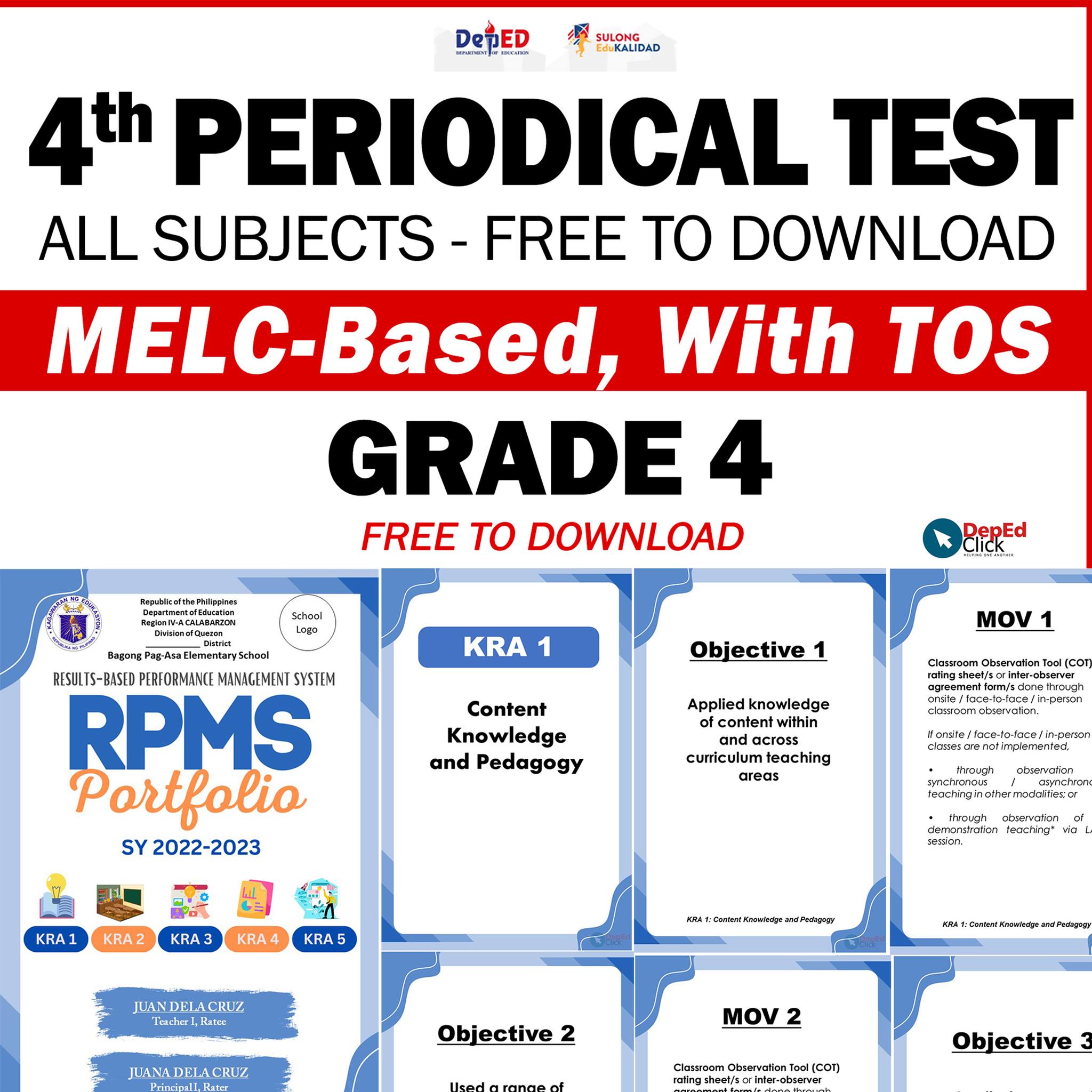 DepEd Click - GRADE 4 FREE TO DOWNLOAD BELOW! 4th... | Facebook