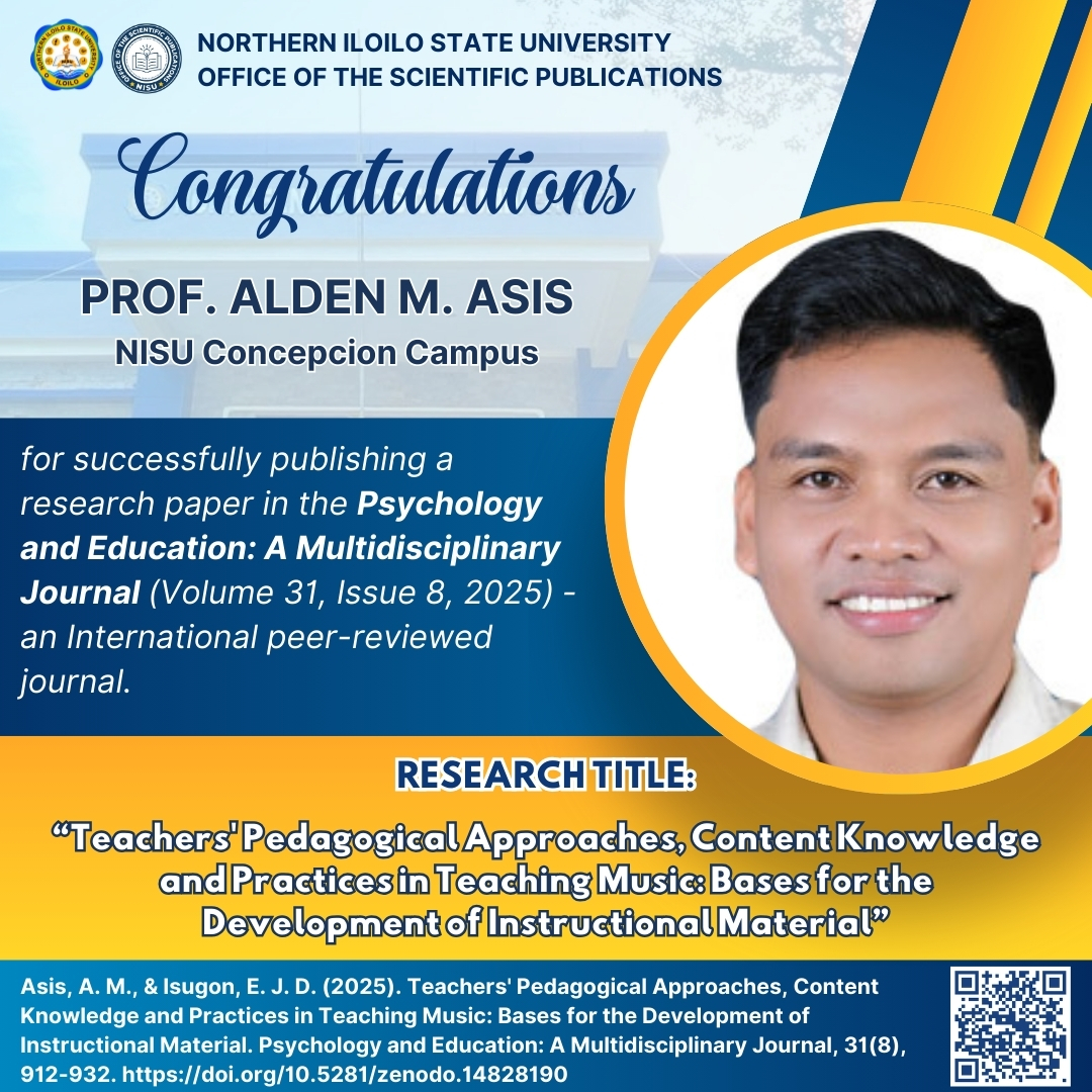 Congratulations to Prof. Alden M. Asis, and co-authors for successfully ...
