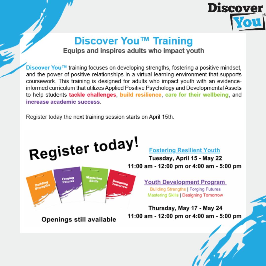 Discover You - Mark Your Calendars...📅 Spring 2025 Training Session ...