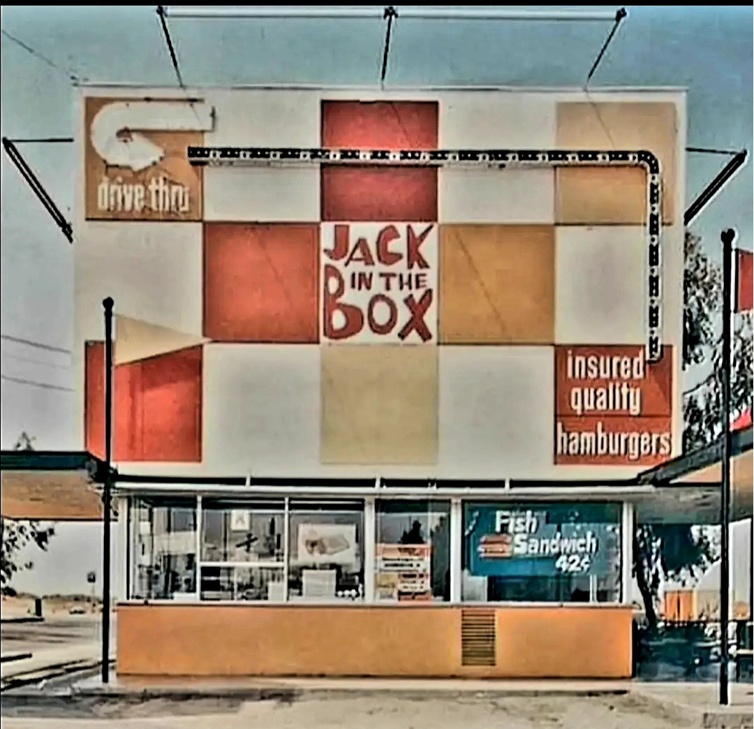 Jack In The Box in the 1960s and the actual jack in the box sign!