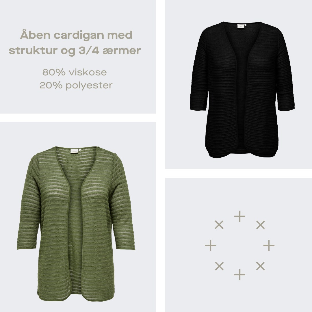 Pluspige - 🌱 NYHED 🌱 Smuk cardigan med struktur og 3/4...