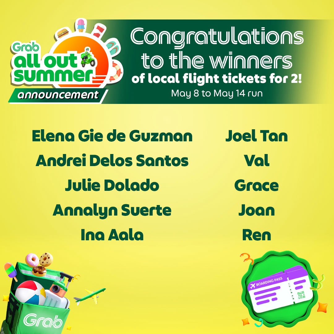 Grab - Vacay pics when? Congratulations to this week’s Grab All Out ...
