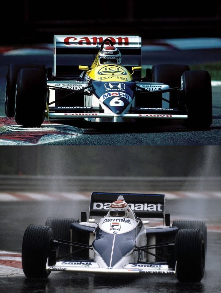 Nelson Piquet's 1987 Williams FW11B Honda turbo V6. + Nigel