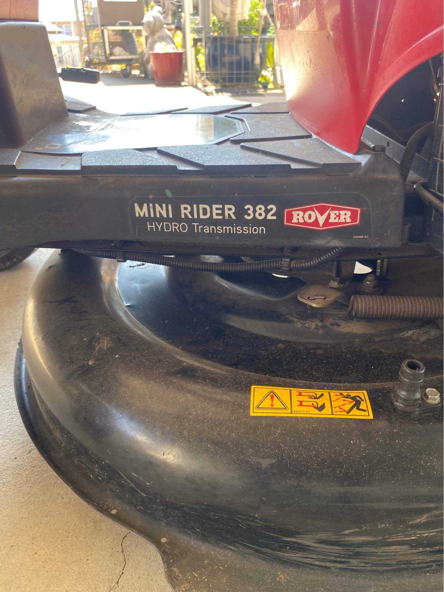 Sold pending pickup Rover Mini Rider 382 ride on mower (This is a Heel ...