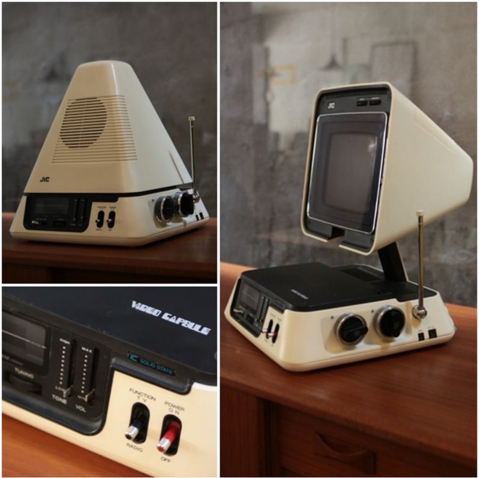 JVC Pyramid television (1972) Plays AM/FM radio when folded into a