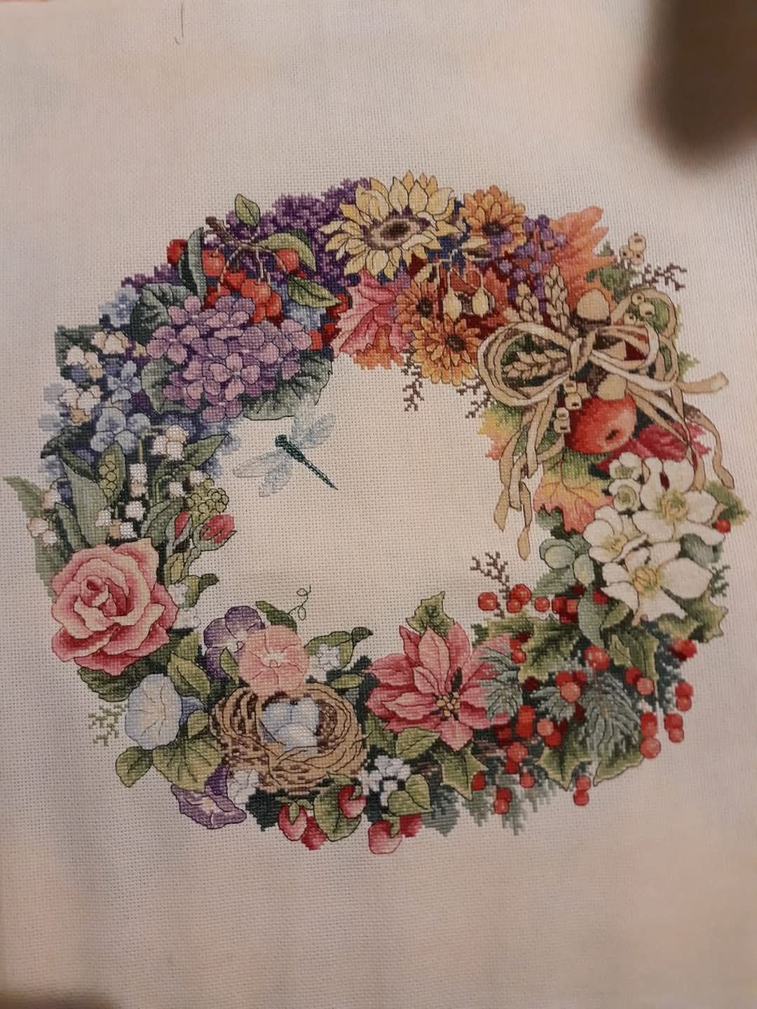 Customized Wreath of All Seasons cross stitch from Dimensions Gold