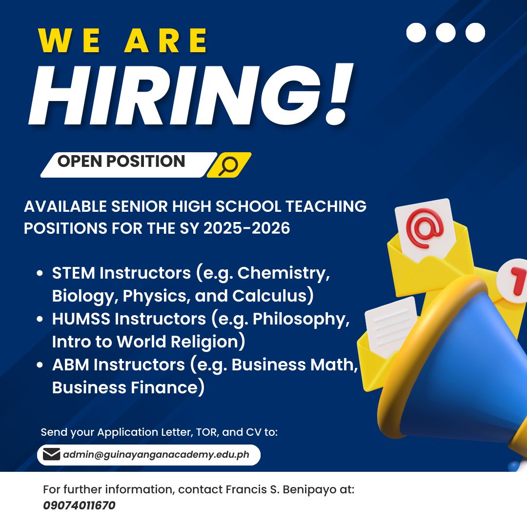 Guinayangan - ANNOUNCEMENT Available Senior High School teaching ...