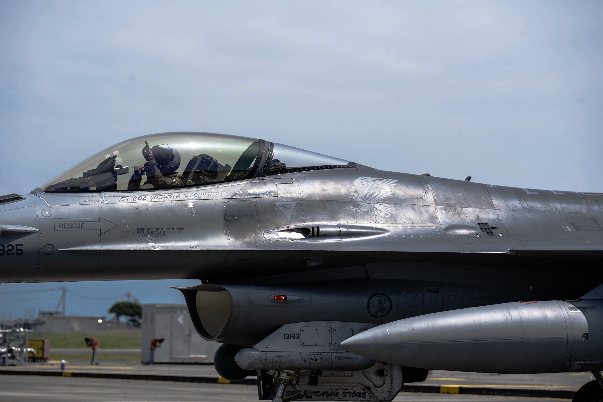 An F-16C Fighting Falcon with the 119th EFS, deployed to Kadena