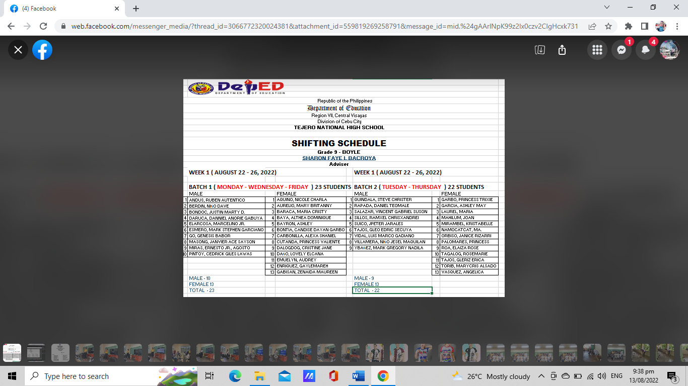 list of... - DepEd R7-CCD-Tejero National High School | Facebook