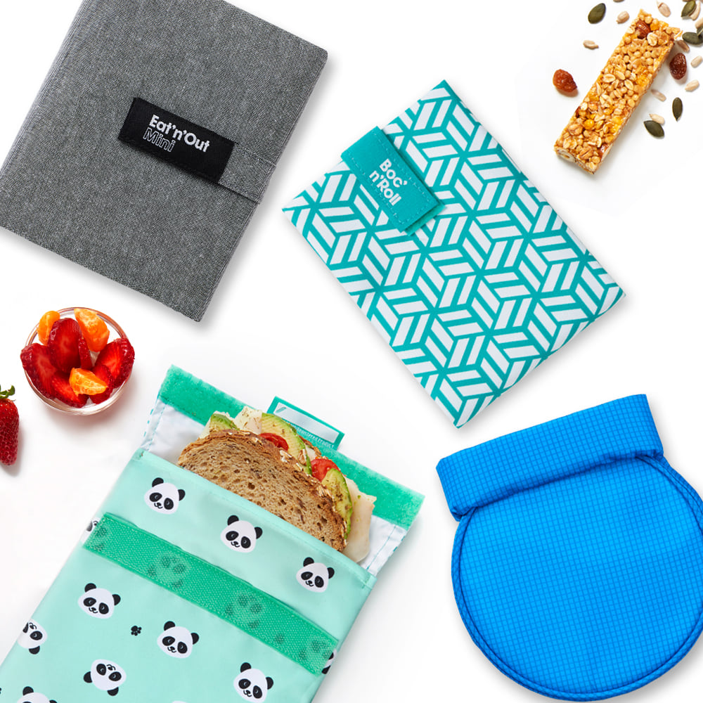 Roll'Eat ® | Porta Sandwich Riutilizzabile, Borsa Ecologica Senza BPA, Porta Spuntino Dinosaur - Snack'n'Go Duo Animals - 11