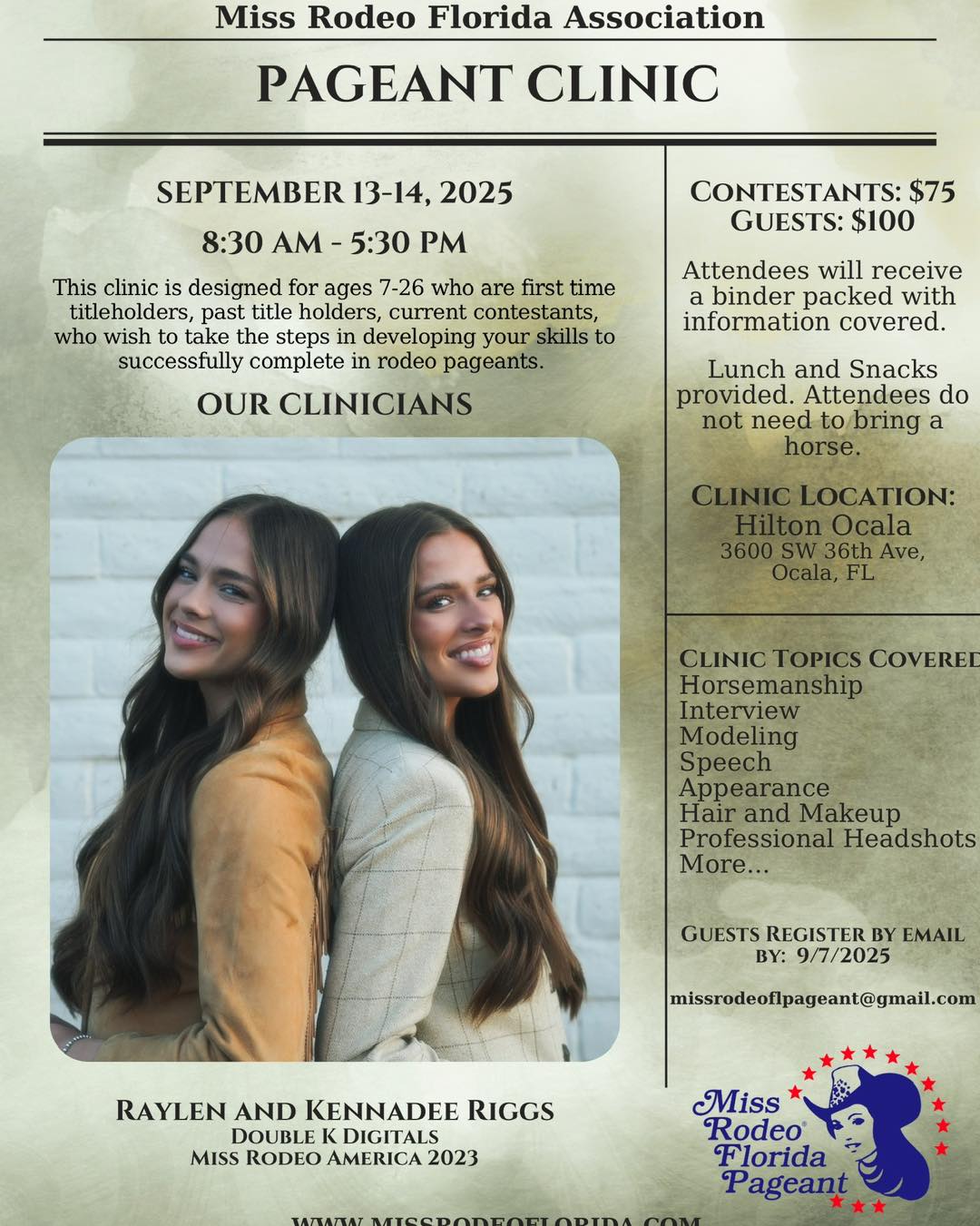 Miss - Join us for the 2025 Miss Rodeo Florida Clinic Kenadee Riggs ...