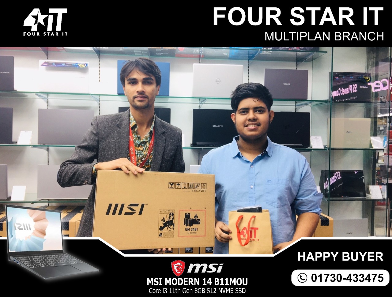 FOUR STAR IT - Happy Buyer of MSI MODERN 14 B11MO Core i3...